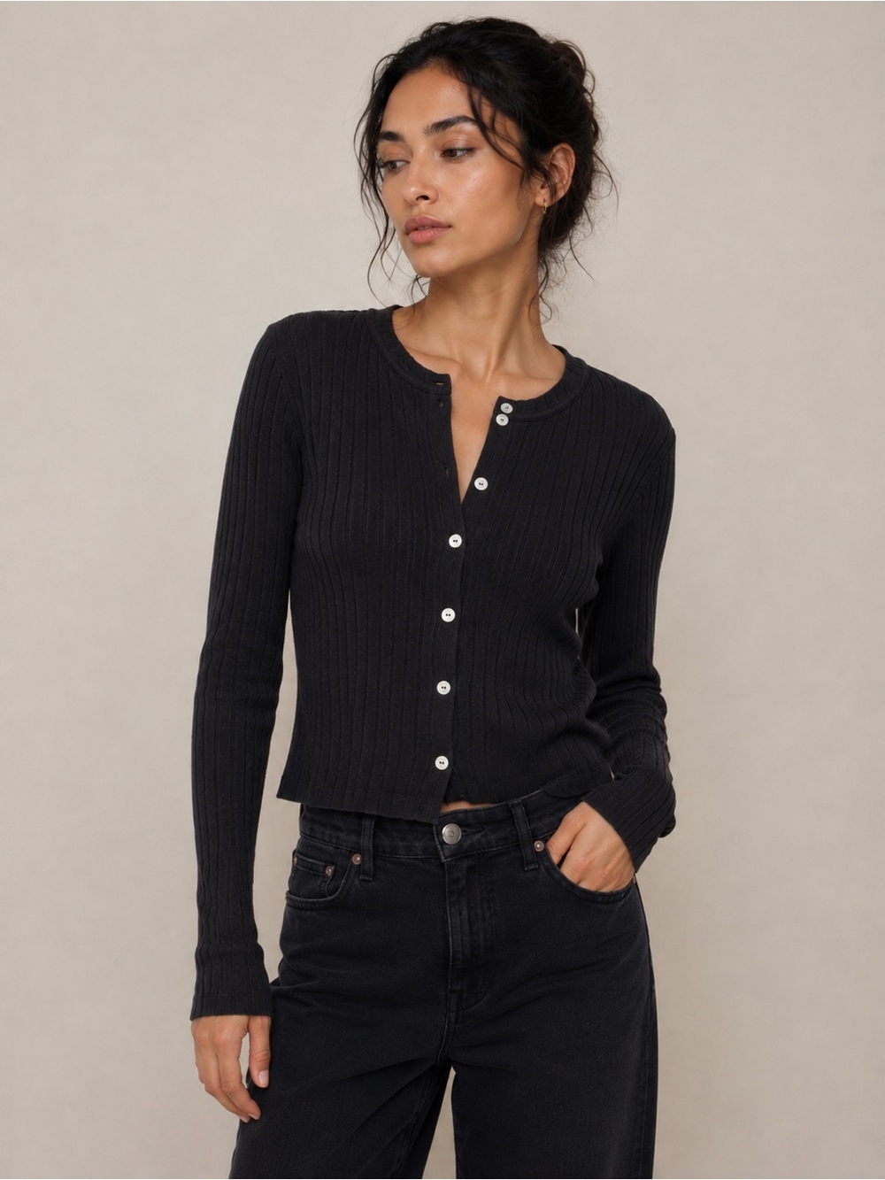 $255 DONNI RIBBED CARDIGAN